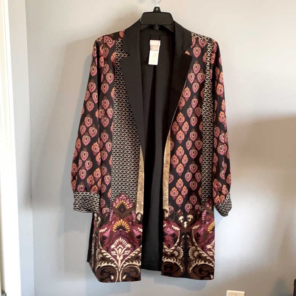 Chico’s damask print jacket.